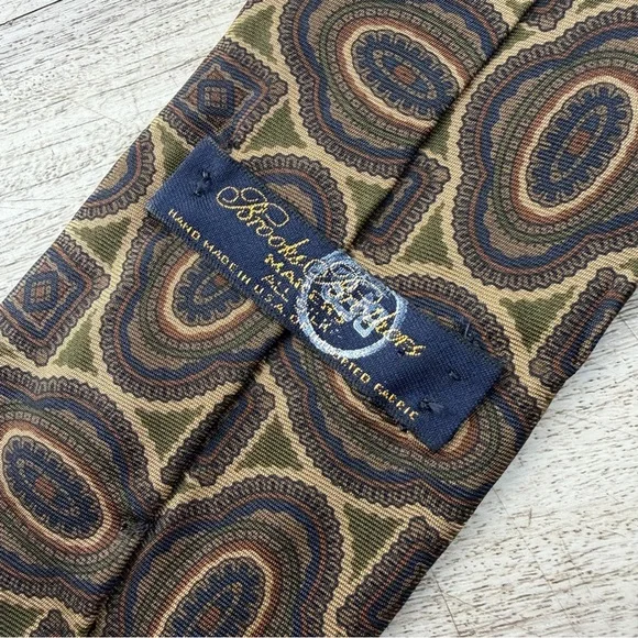 Brooks Brothers Makers USA Geometric Shapes Silk Neck Tie Woven Vintage